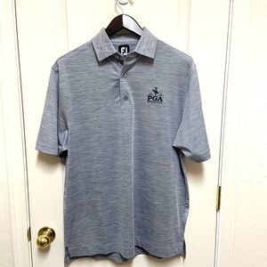 FootJoy FJ Golf Polo Mens ?Large Gray Striped PGA Performance Shirt